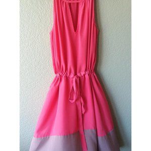 Flowy Coral & Tan Halter Frock - Bar III sz SM